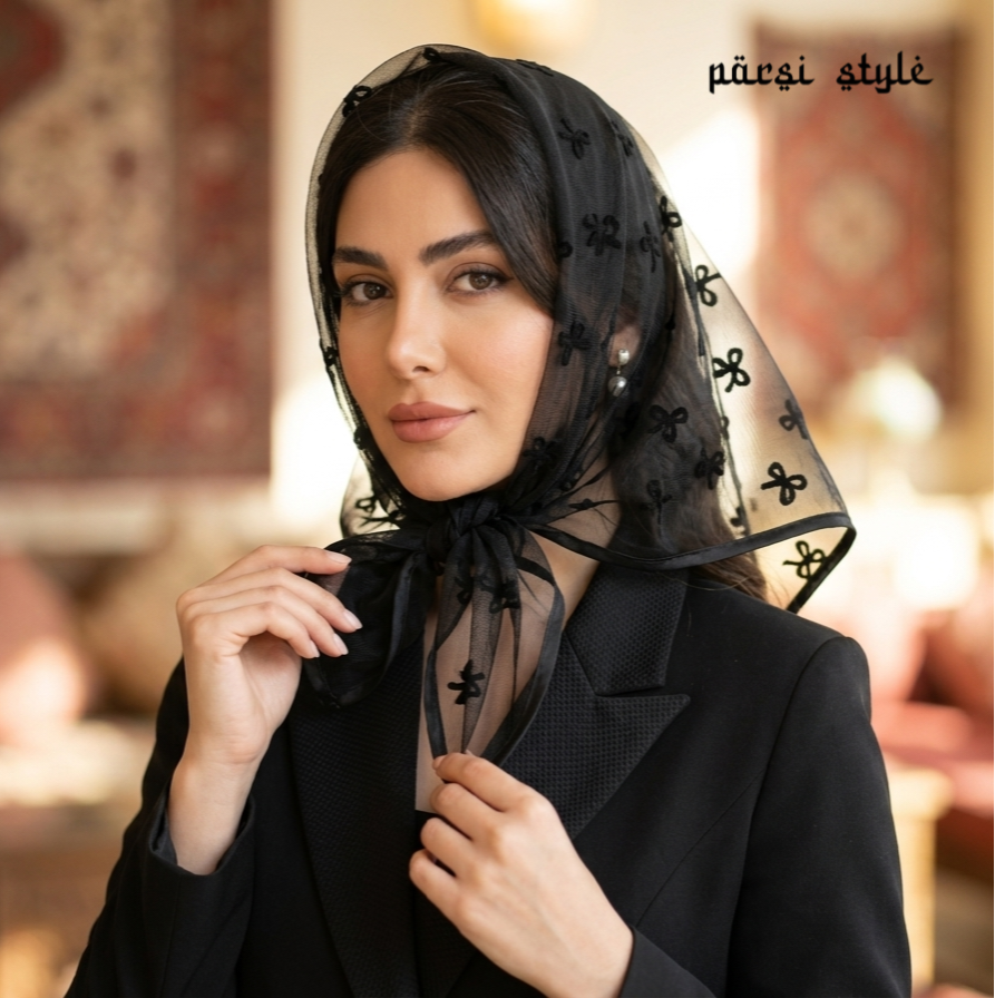 مینی اسکارف زنانه تور طرح پاپیون Bow tie