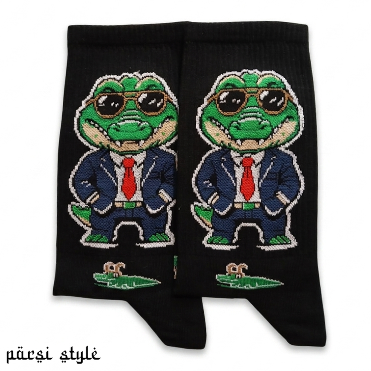 جوراب بزرگسال ساقدار کش انگلیسی طرحدار Stylish crocodile
