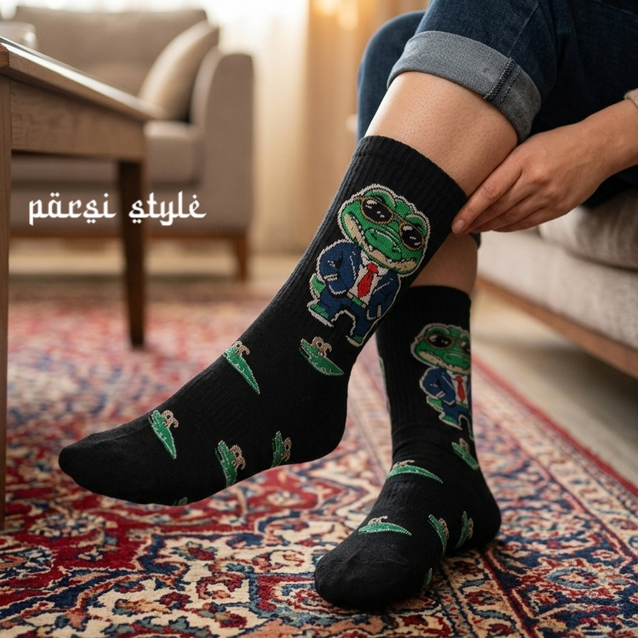 جوراب بزرگسال ساقدار کش انگلیسی طرحدار Stylish crocodile