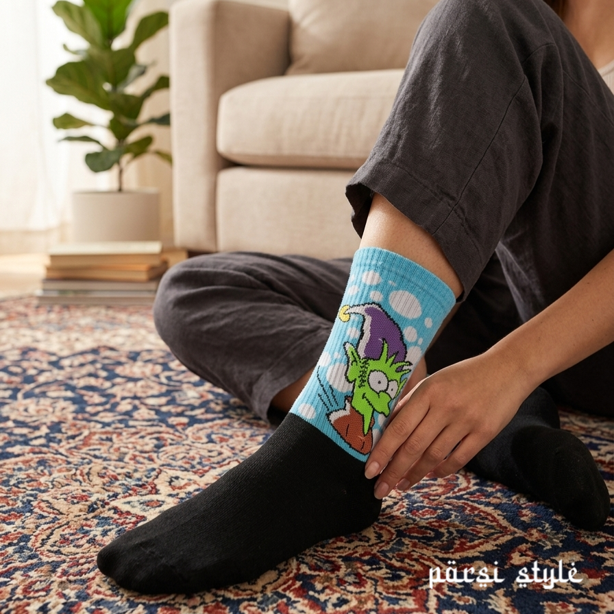 جوراب بزرگسال ساقدار کش انگلیسی طرحدار Elfo