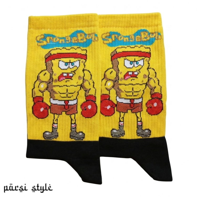 جوراب بزرگسال ساقدار کش انگلیسی طرحدار SpongeBob